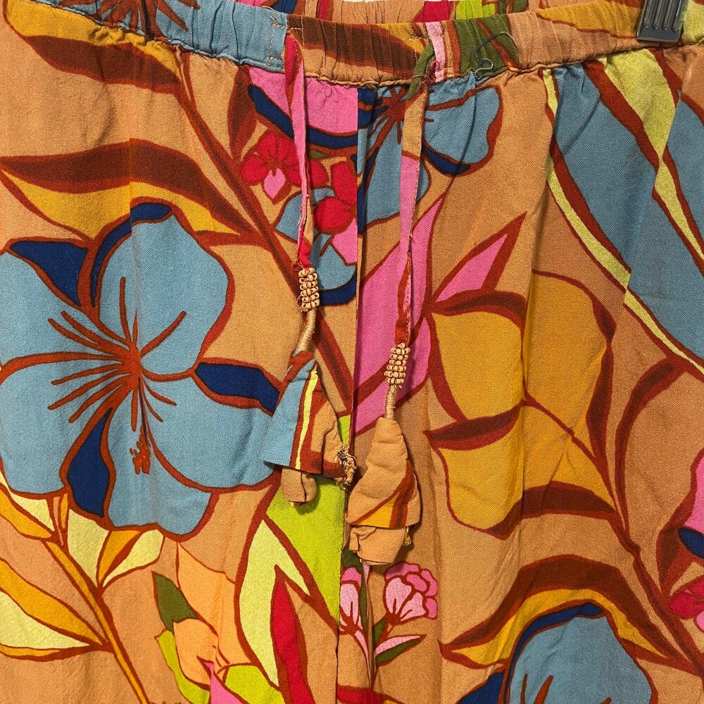 True Destinations Floral Wide Leg Pants Size M Hippie Beachy Colorful - Picture 4 of 7